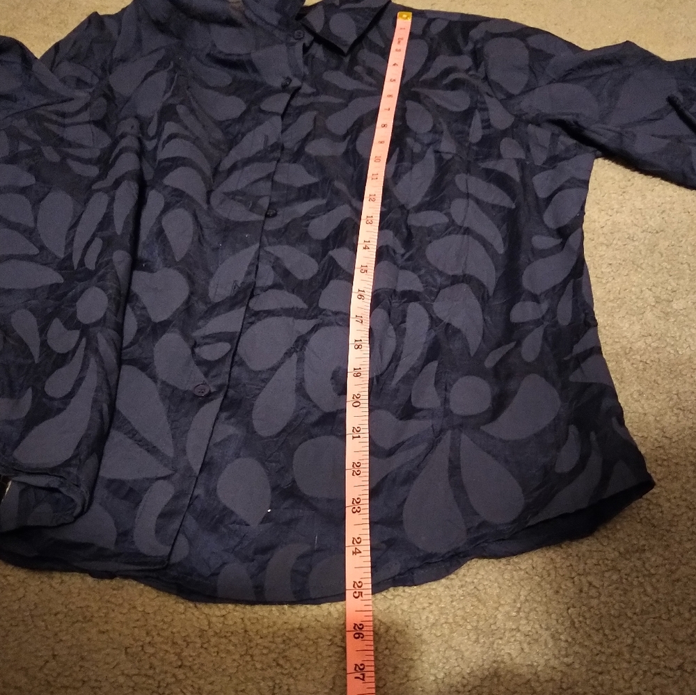 Lemon Grass Studio Large Blue Crinkled Shirt - Picture 11 of 13